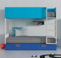 Modré patrové postele